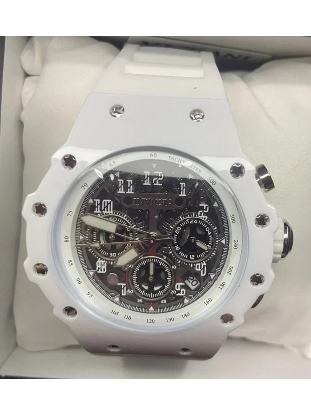 Invicta Racing Vaulthan Men’s Quartz Chronograph Watch 44mm White NIB